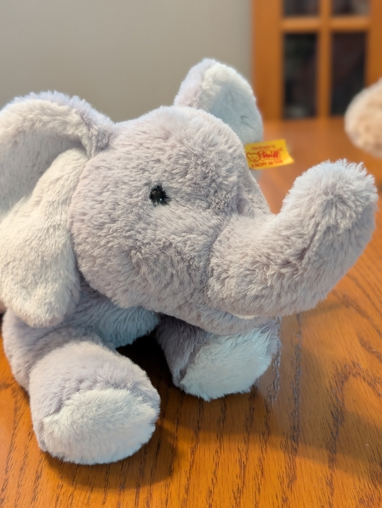 steiff Other - Steiff Gray Plush Elephant with Button Tag. 14"